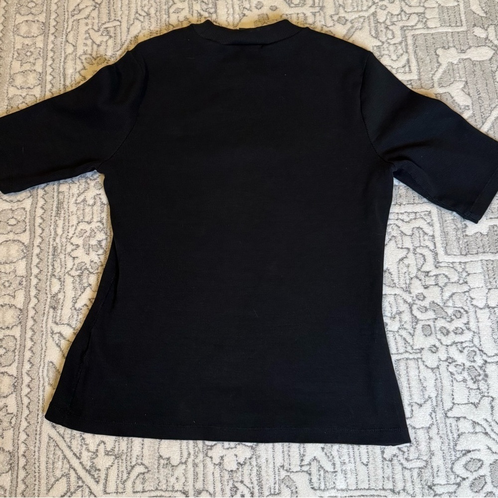 Maeve by anthropology basic black fitted mock turtleneck ribbed shirt